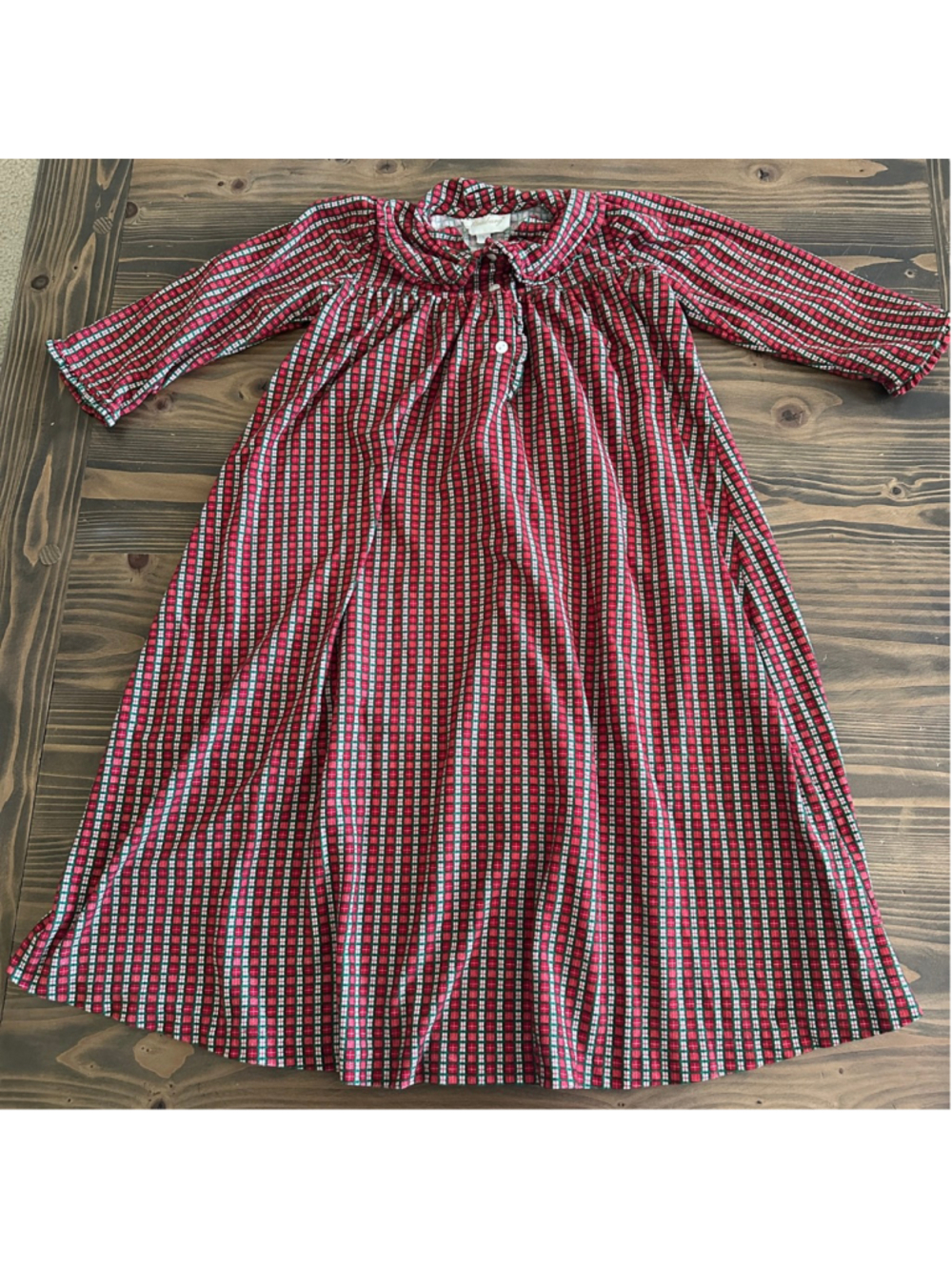 Strasburg Girls Plaid Nightgown Size S Red Green Holiday Pajama Dress